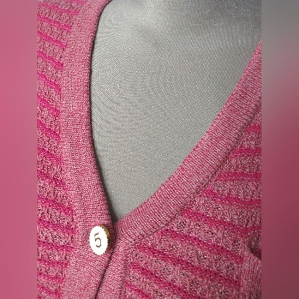 Pink # 5 Buttons Cookie Kudos Knit Women's Sweater Cardigan Buttons SZ small - Picture 9 of 15